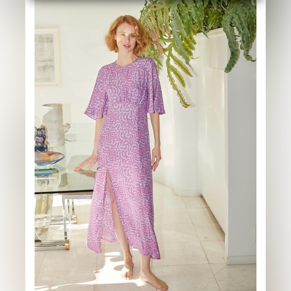 Natalie Martin Pink and White Maxi Dress